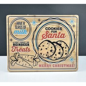 Farberware Cookies for Santa Wood Bamboo Cutting Board Christmas Reindeer NWT